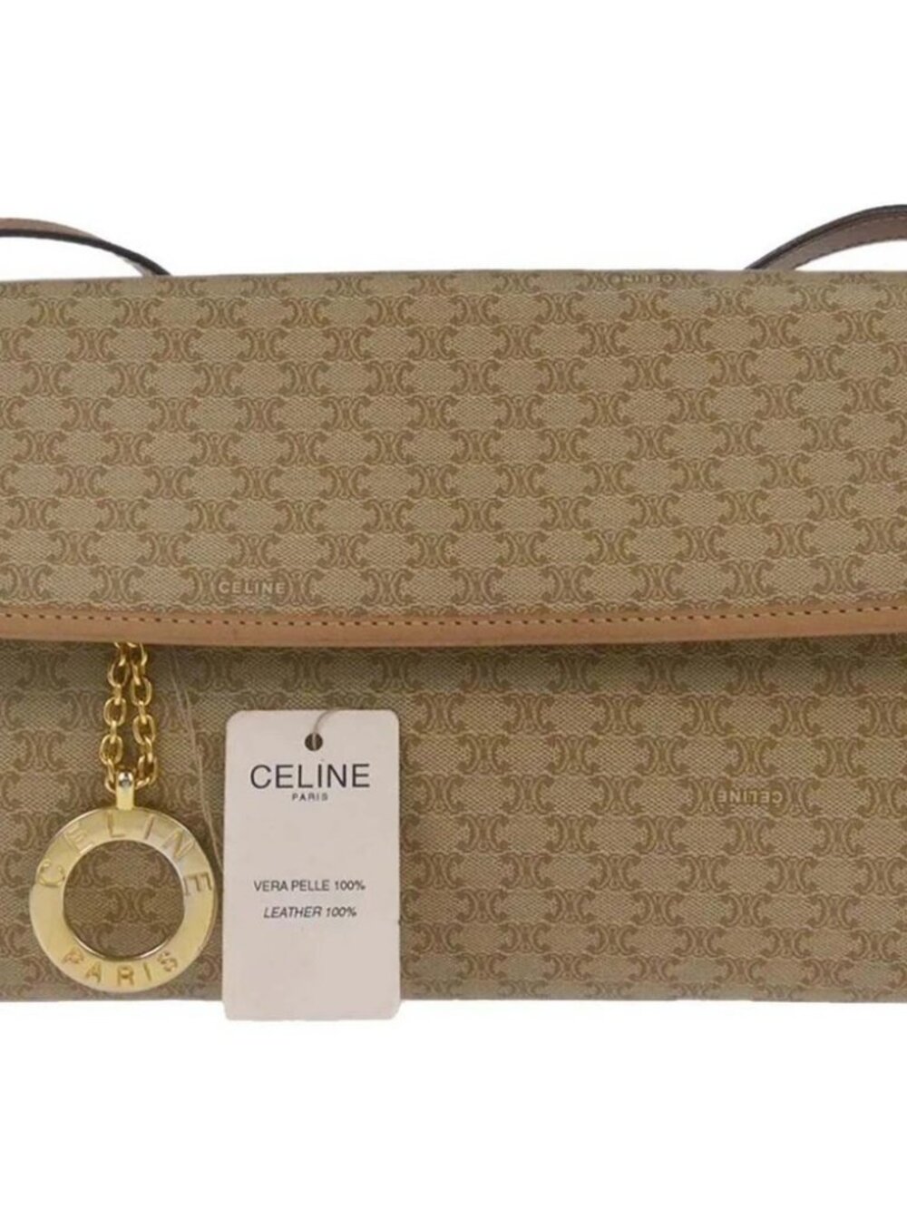Celine Beige Macadam Shoulder Bag M13 136162